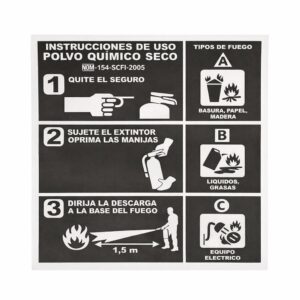 Etiqueta Instrucciones Extintor Automotriz PQS